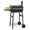 Gymax Barrel Charcoal Grill W Foldable Side Table Built In Thermometer