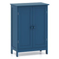 Gymax Bathroom Cabinet Wooden Storage Cabinet W 2 Doors 3 Level