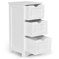 Gymax Bathroom Floor Cabinet Wooden Free Standing Storage Side Organizer W 3 Drawers