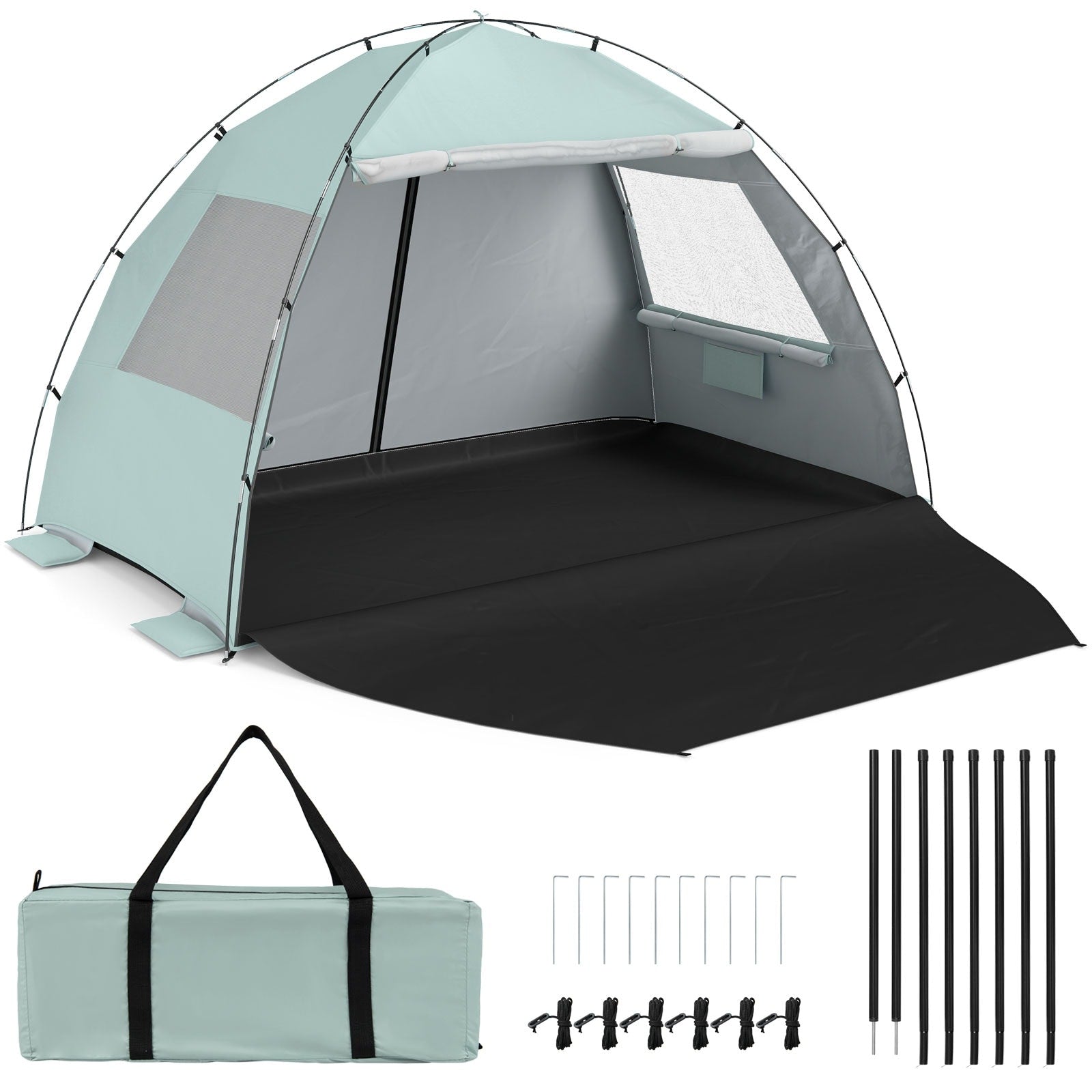 Gymax Beach Tent Sun Shelter W Canopy Pop Up 3 4 Person Easy Setup