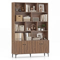 Gymax Bookshelf W Doors 5 Tier Floor Standing Bookcase W 2