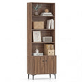 Gymax Bookshelf W Doors 5 Tier Floor Standing Bookcase W 2