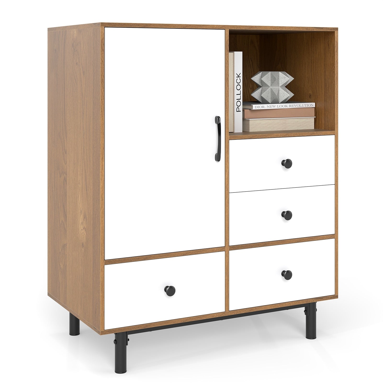 Gymax Buffet Sideboard W 4 Drawers Open Compartment Heavy Duty