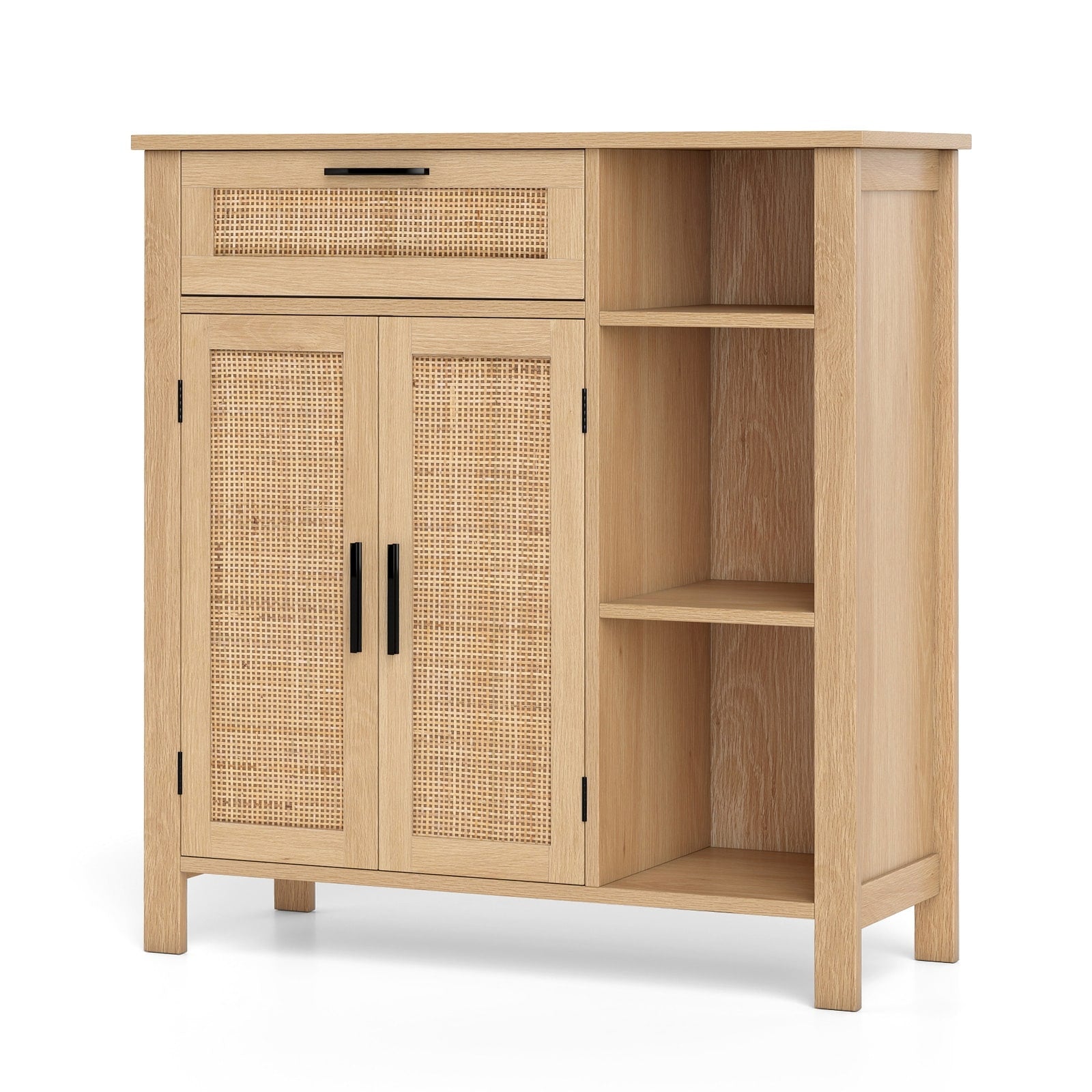 Gymax Buffet Sideboard W Rattan Woven Doors Drawer Adjustable Shelf