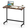 Gymax C Shaped Rolling Side Table W Wheels Tablet Slotmetal