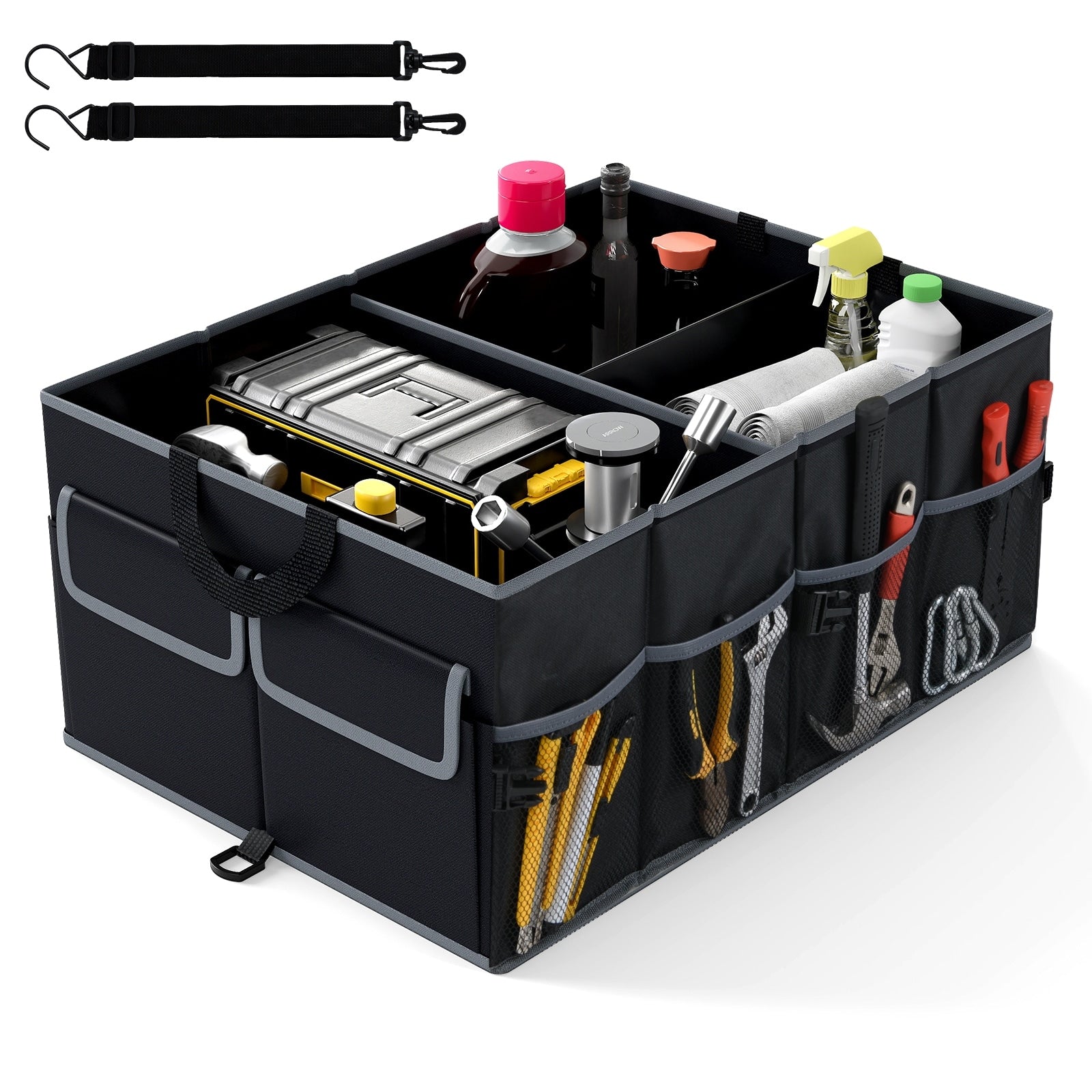 Gymax Car Trunk Organizer 13 Gallon Collapsible Cargo Storage Box W Black