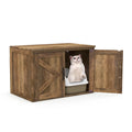 Gymax Cat Litter Box Enclosure W Double Barn Doors Removable Divider