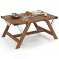 Gymax Coffee Table Farmhouse Center Wooden Table W Decorative
