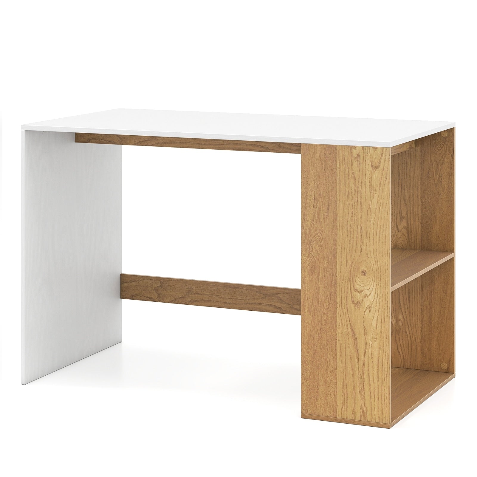 Gymax Computer Desk 44 Home Office Desk W 2 Tier Bookshelf Study
