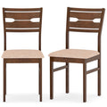 Gymax Dining Chair Set Of 2 W Rubber Wood Frame Padded Seat Curved