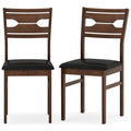 Gymax Dining Chair Set Of 2 W Rubber Wood Frame Padded Seat Curved