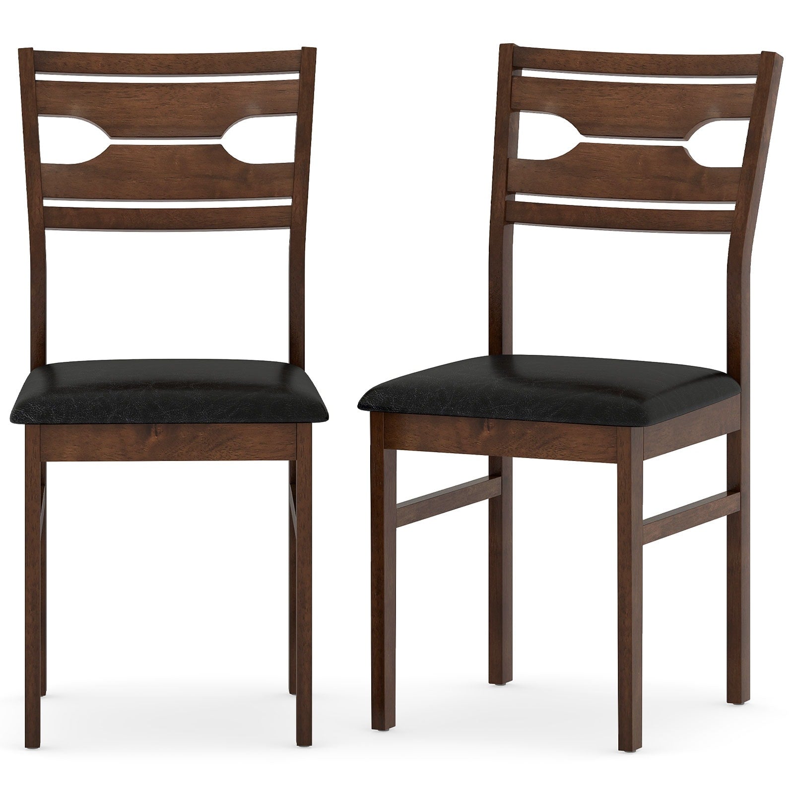 Gymax Dining Chair Set Of 2 W Rubber Wood Frame Padded Seat Curved