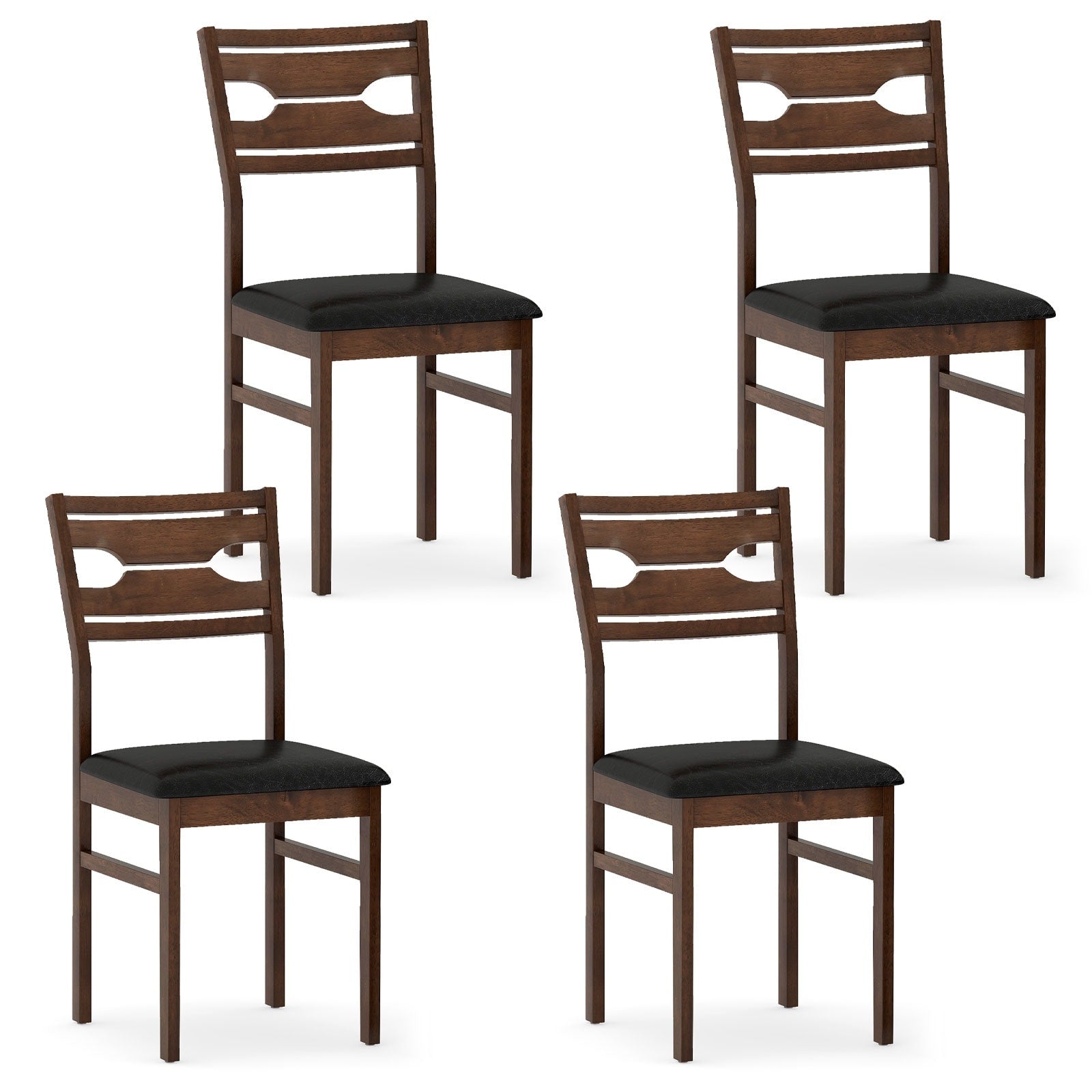 Gymax Dining Chair Set Of 4 W Rubber Wood Frame Padded Seat Curved
