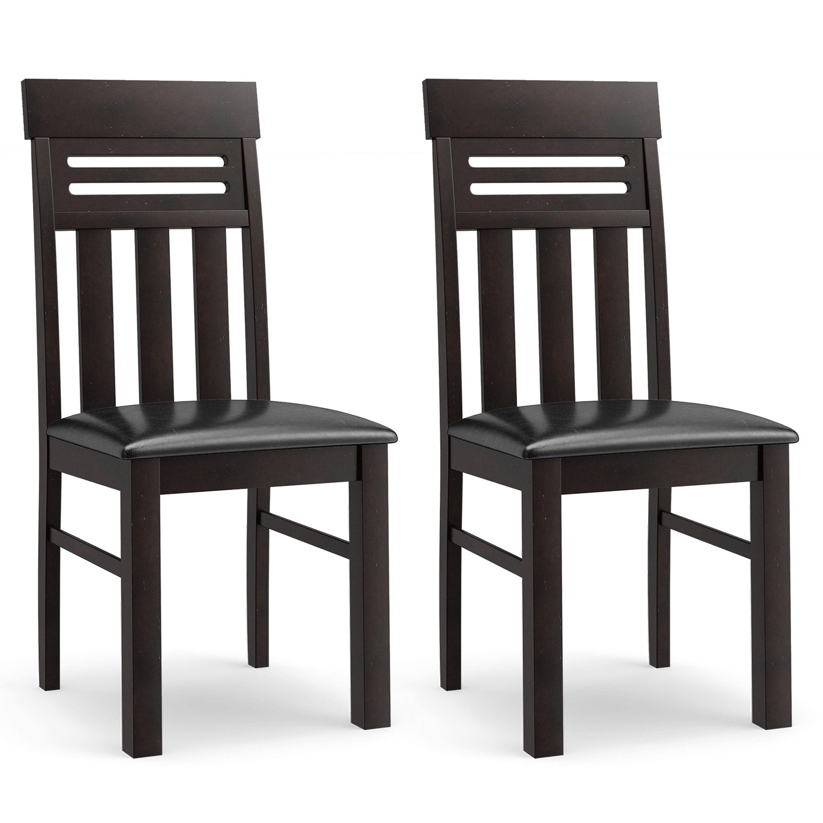 Gymax Dining Chairs Set Of 2 Faux Linen Fabric Farmhouse Side Chairs