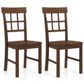Gymax Dining Chairs Set Of 2 Rubber Wood Chairs W High Lattice