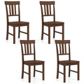 Gymax Dining Chairs Set Of 4 Rubber Wood Chairs W High Slat Backrests