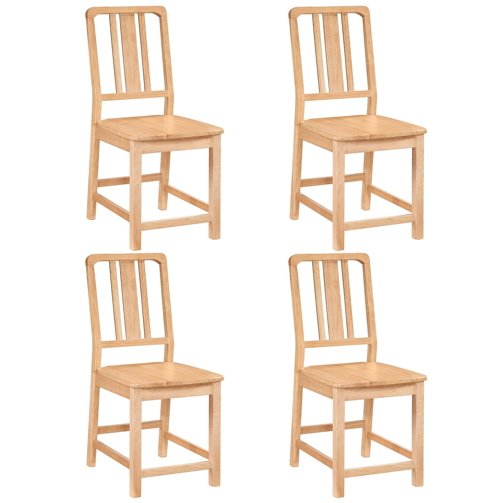 Gymax Dining Chairs Set Of 4 Rubber Wood Dining Room Chairs W
