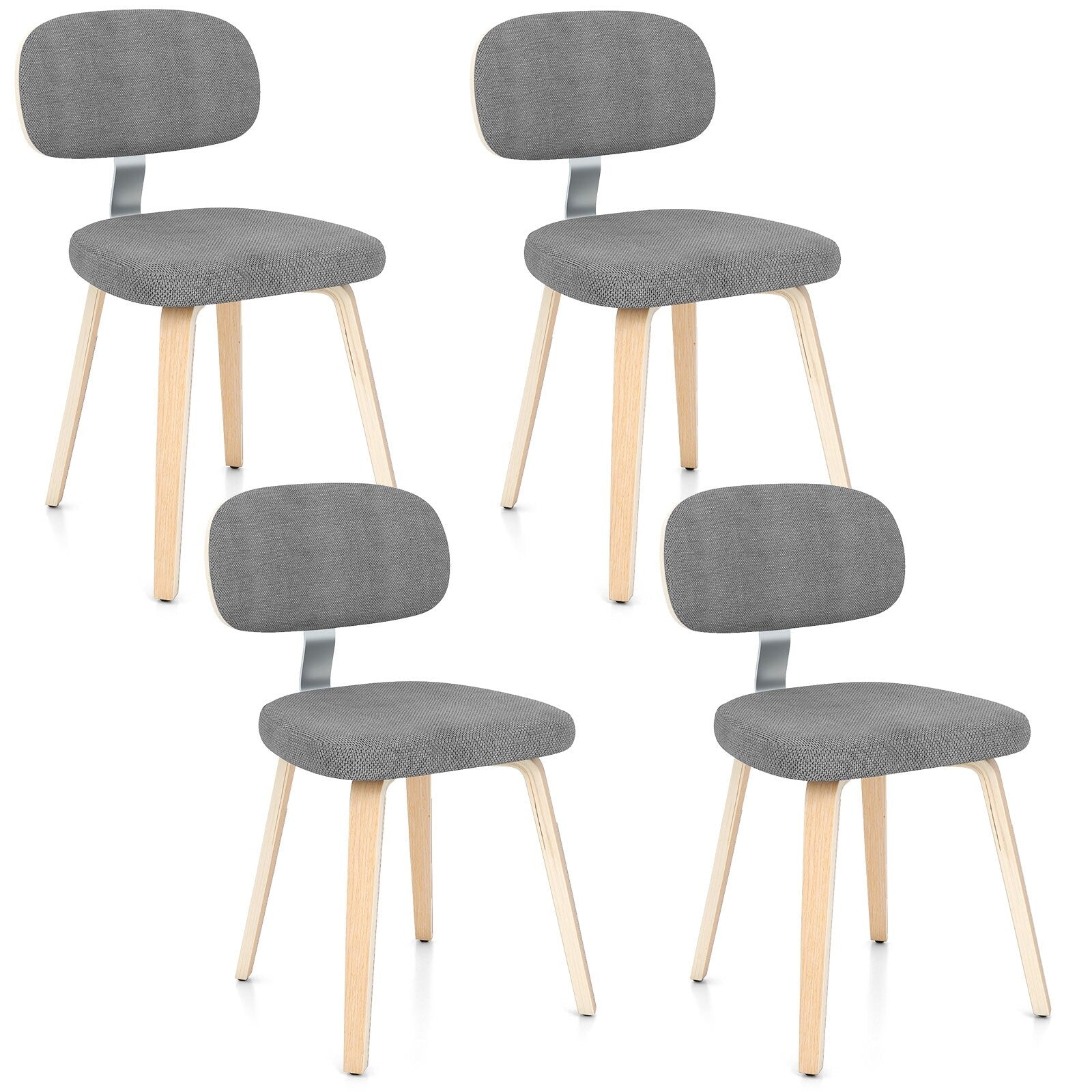 Gymax Dining Chairs Set Of 4 W Curved Backrest Padded Seat For Dining