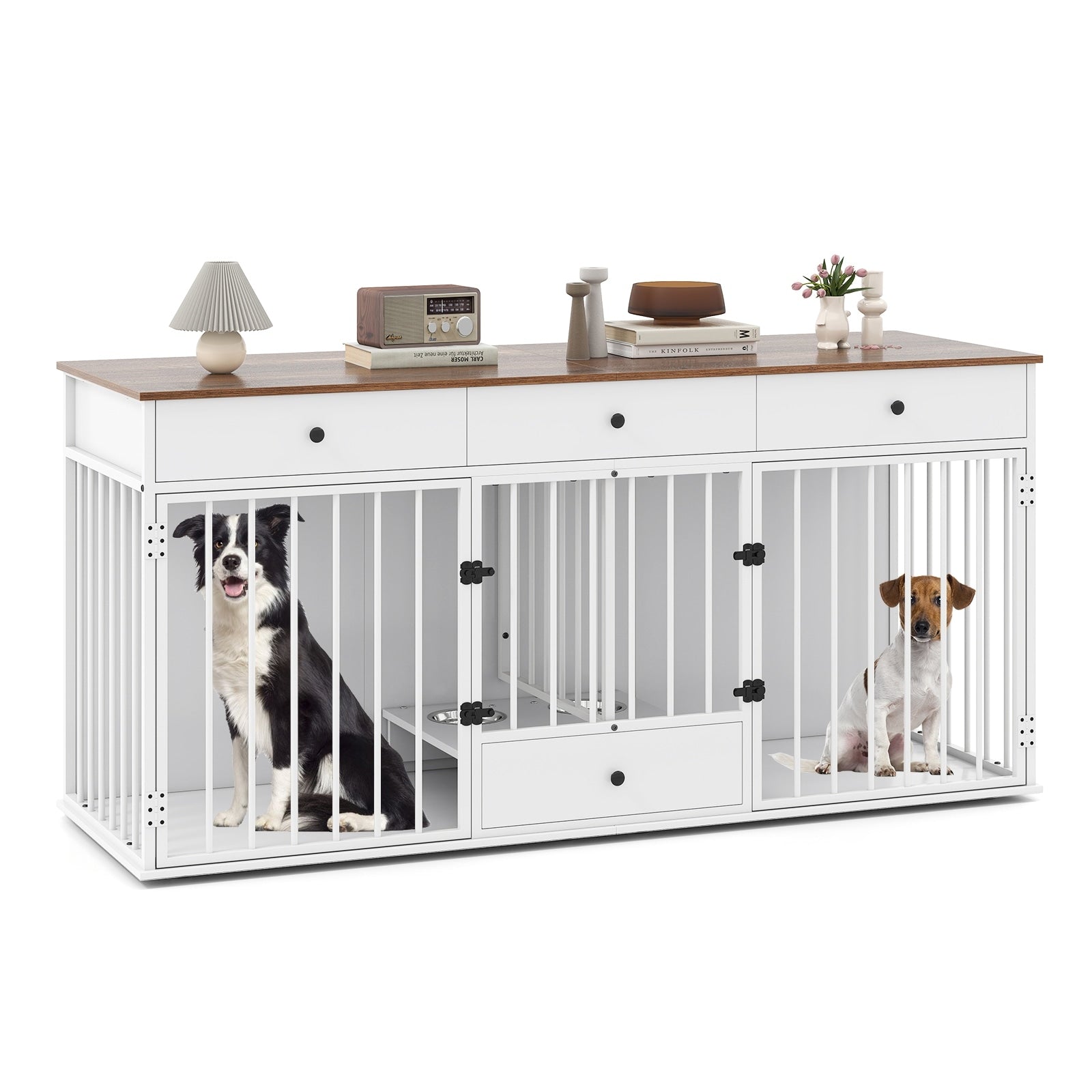 Gymax Dog Crate Furniture Indoor Modern Dog Kennel W Divider 3