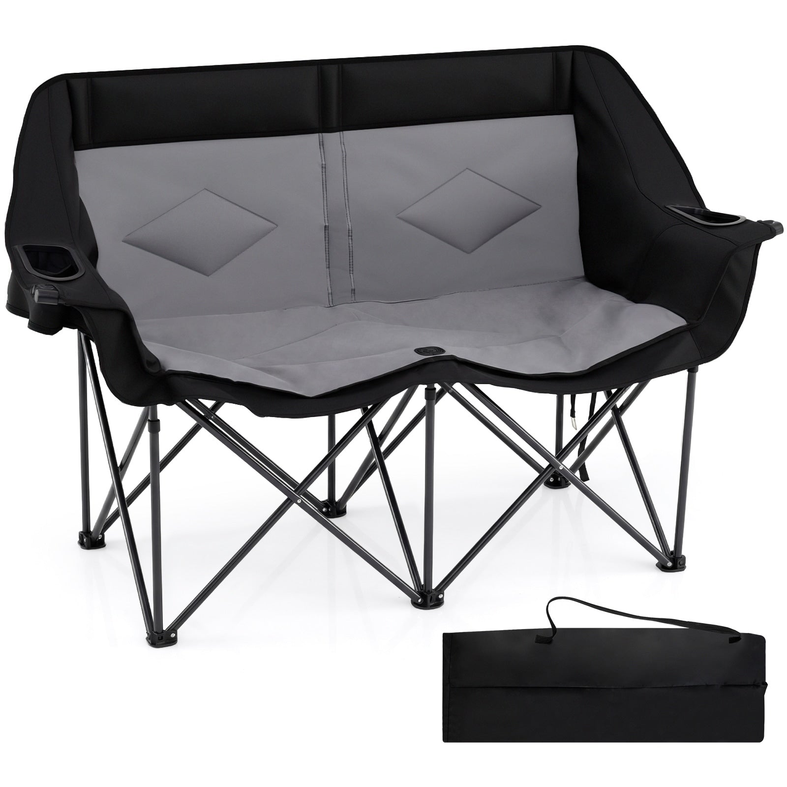 Gymax Double Camping Chair W Cup Holders Glass Racks Mesh Pockets