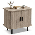 Gymax End Table Modern Mid Century Nightstand W Sliding Tambour Doors