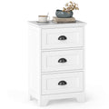 Gymax 3 Drawers Nightstand End Table Storage Wood Side Bedside White