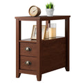 Gymax End Table W 2 Drawer Shelf Nightstand Rustic Style Brown