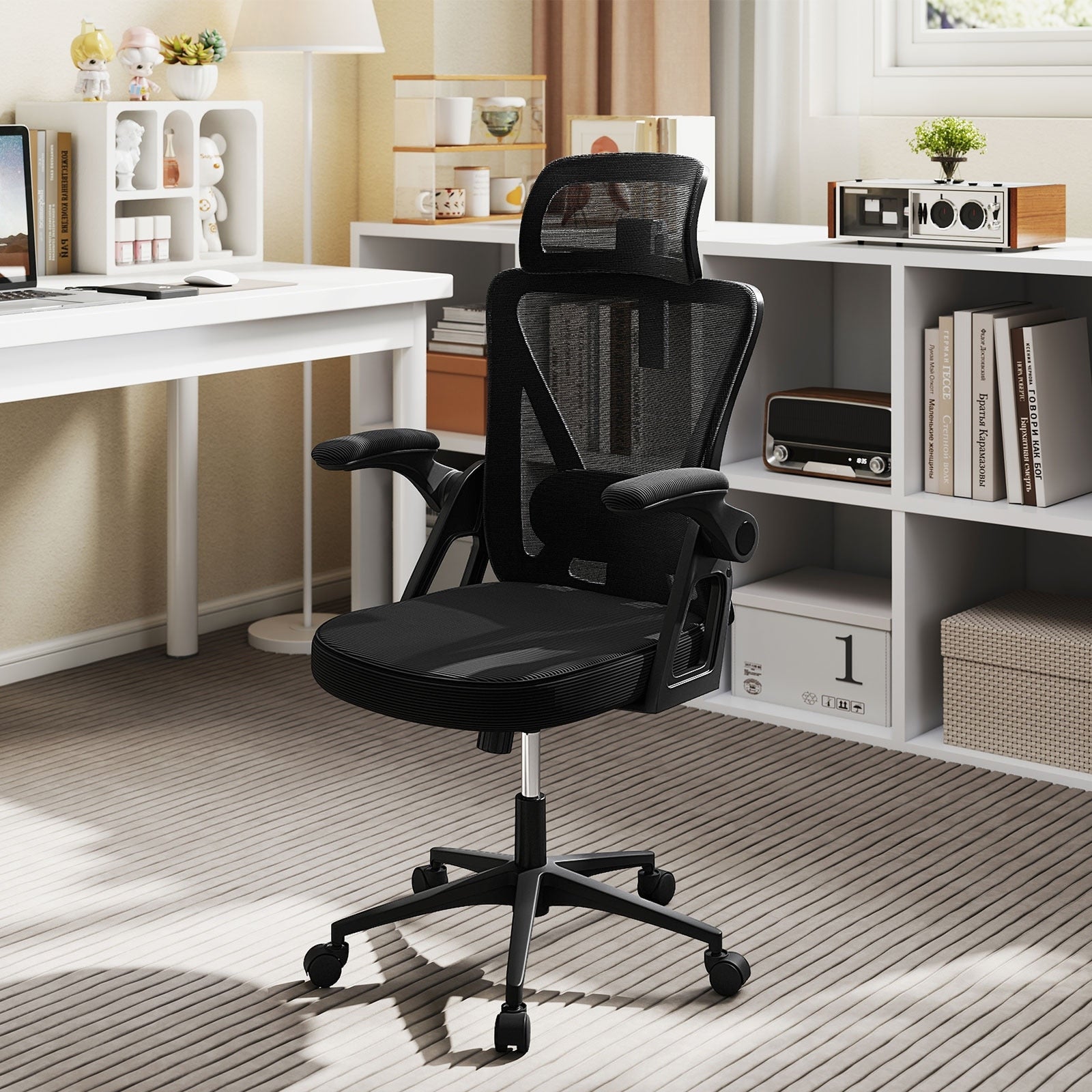 Gymax Ergonomic Mesh Office Chair W Lumbar Support 2D Headrest