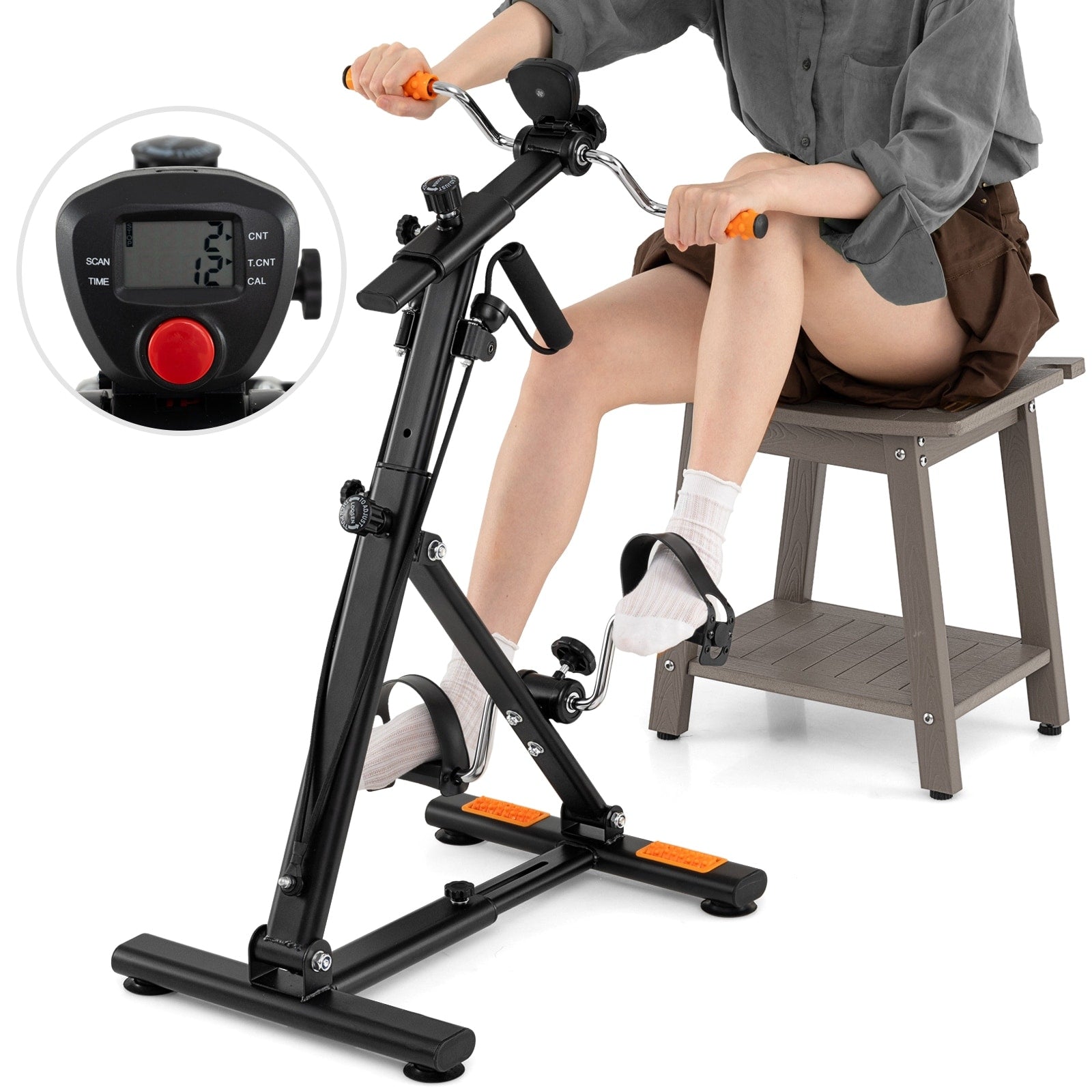 Gymax Exercise Bike W Adjustable Resistance Lcd Monitor Hands Feet