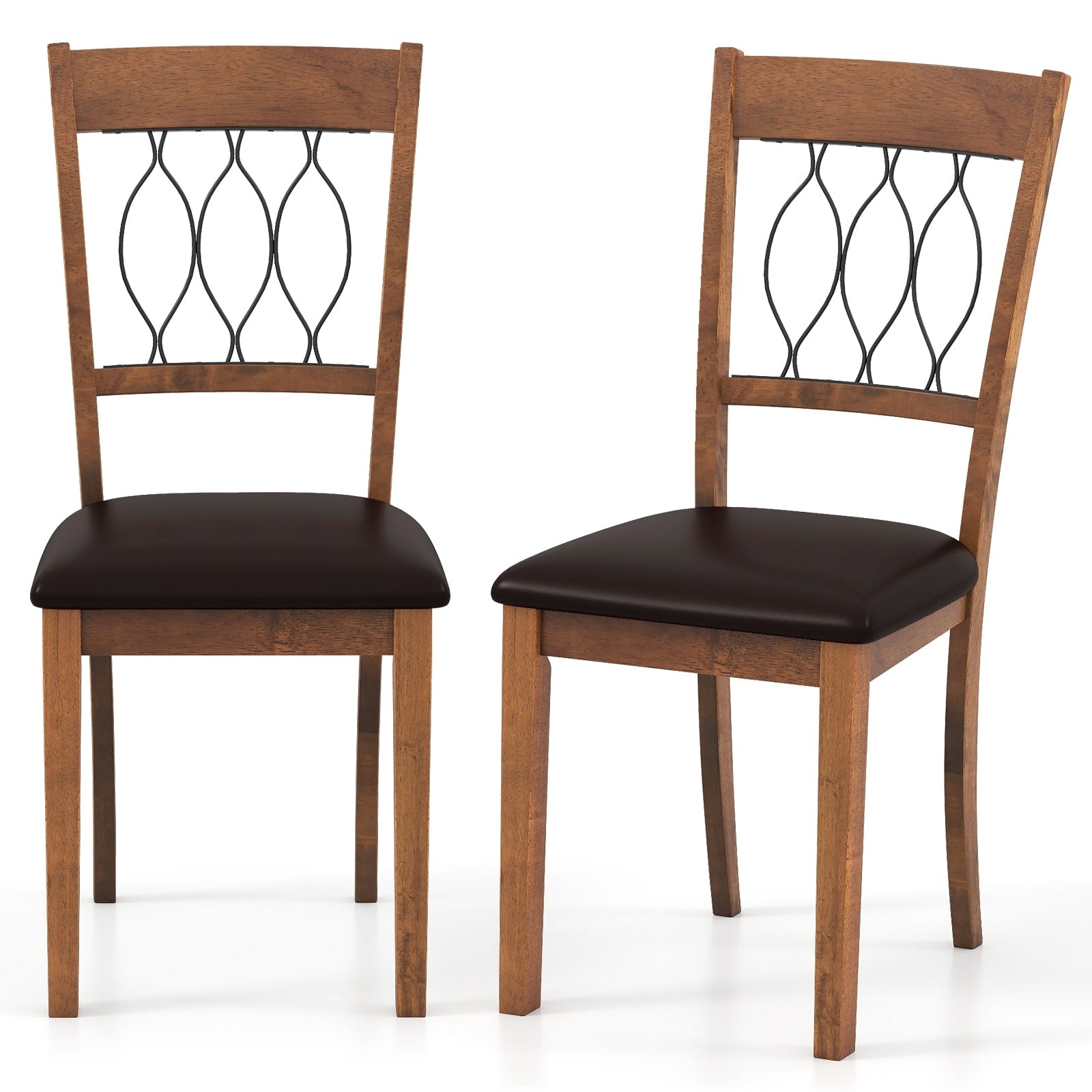 Gymax Fabric Dining Chair Set Of 2 W Padded Seat Elegant Backrest For