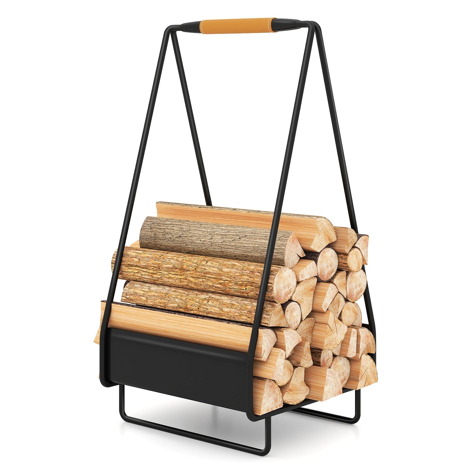 Gymax Firewood Storage Rack W Handle Square Rack For Pit Stove