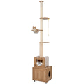 Gymax Floor To Ceiling Cat Tree For Indoor Cats 101 108.5 Height Green Brown