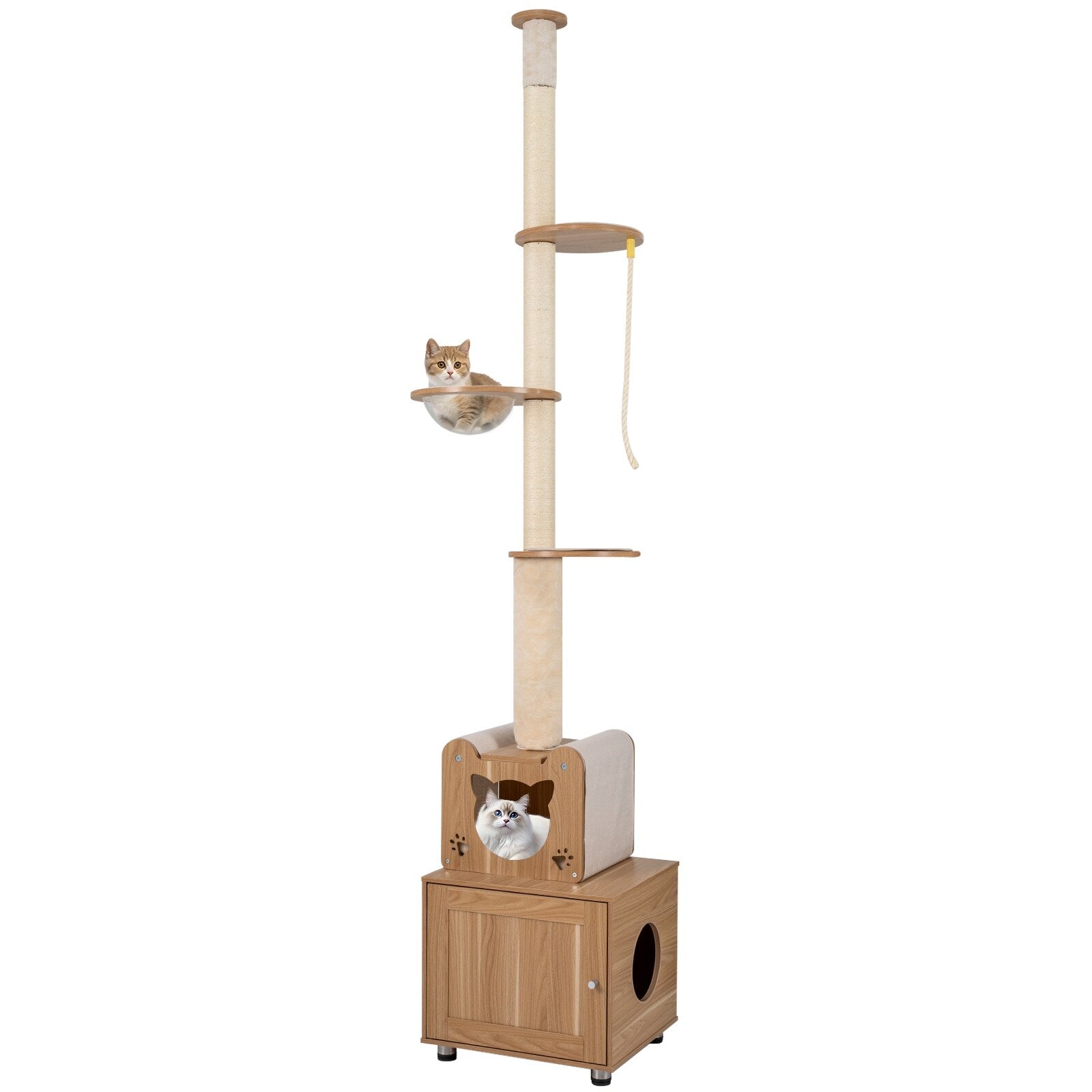 Gymax Floor To Ceiling Cat Tree For Indoor Cats 101 108.5 Height Green Brown