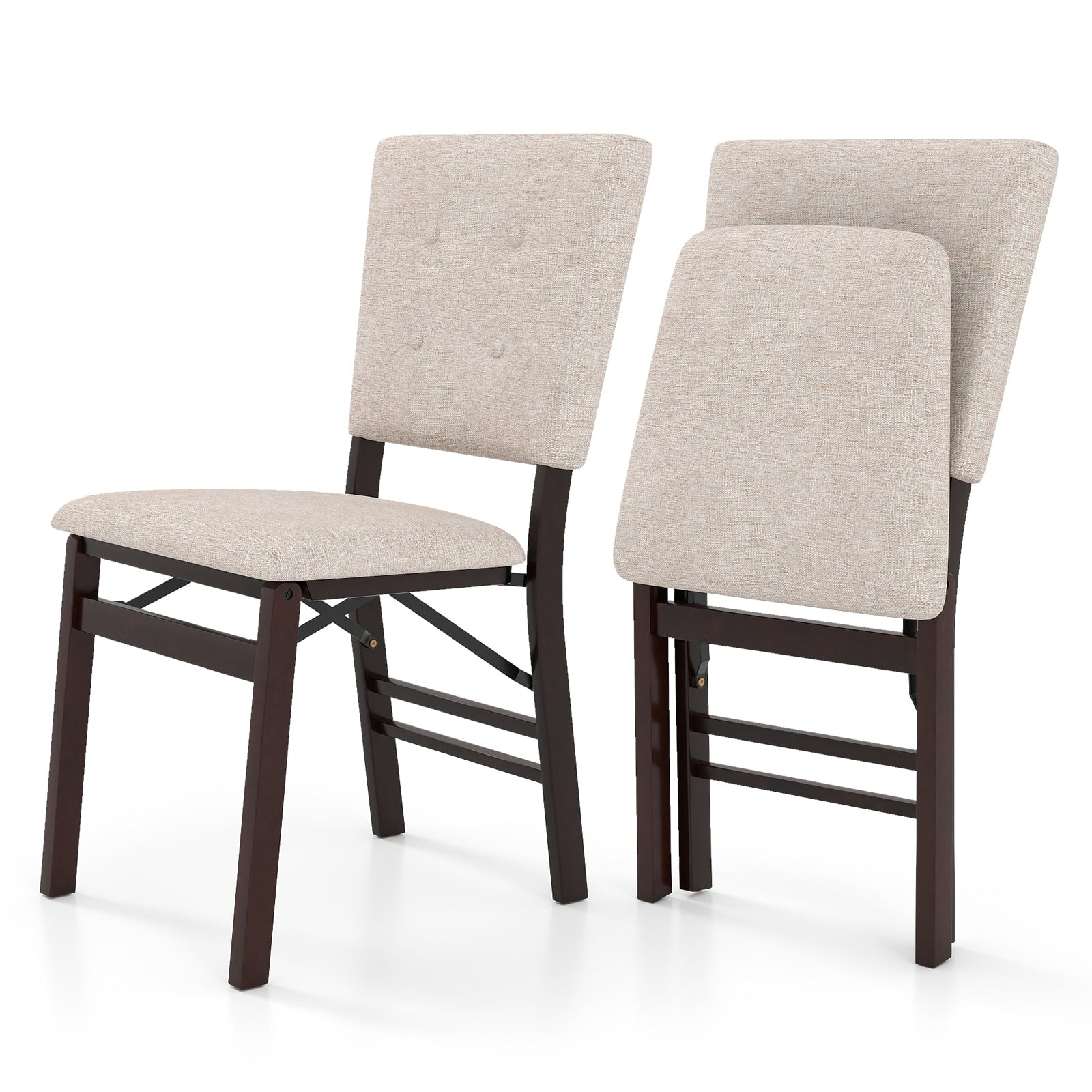 Gymax Foldable Dining Chair Set Of 2 W Padded Seat Tilt Backrest