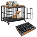 Gymax Foldable Dog Crate Furniture W Removable Tray Lockable Door