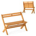 Gymax Foldable Outdoor Bench 2 Person Acacia Wood Patio Garden Bench