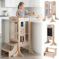 Gymax Foldable Toddler Step Stool Wooden Kitchen Standing Tower W Natural