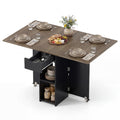 Gymax Folding Dining Table For 2 4 W 2 Open Shelves Drawer 2 Lockable