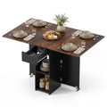 Gymax Folding Dining Table W 2 Open Shelves Drawer 2 Lockable