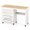 Gymax Folding Sewing Table W Compact Design Storage Shelf 2 Trays And