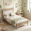 Gymax Full Wood Bed Frame W Upholstered Headboard Solid Wood Leg
