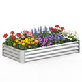 Gymax Galvanized Raised Garden Bed Rectangular Galvanized Metal