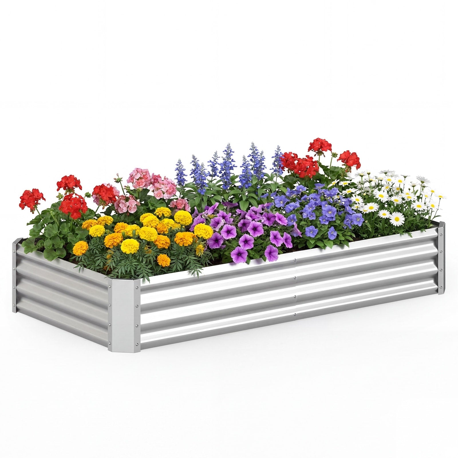 Gymax Galvanized Raised Garden Bed Rectangular Galvanized Metal