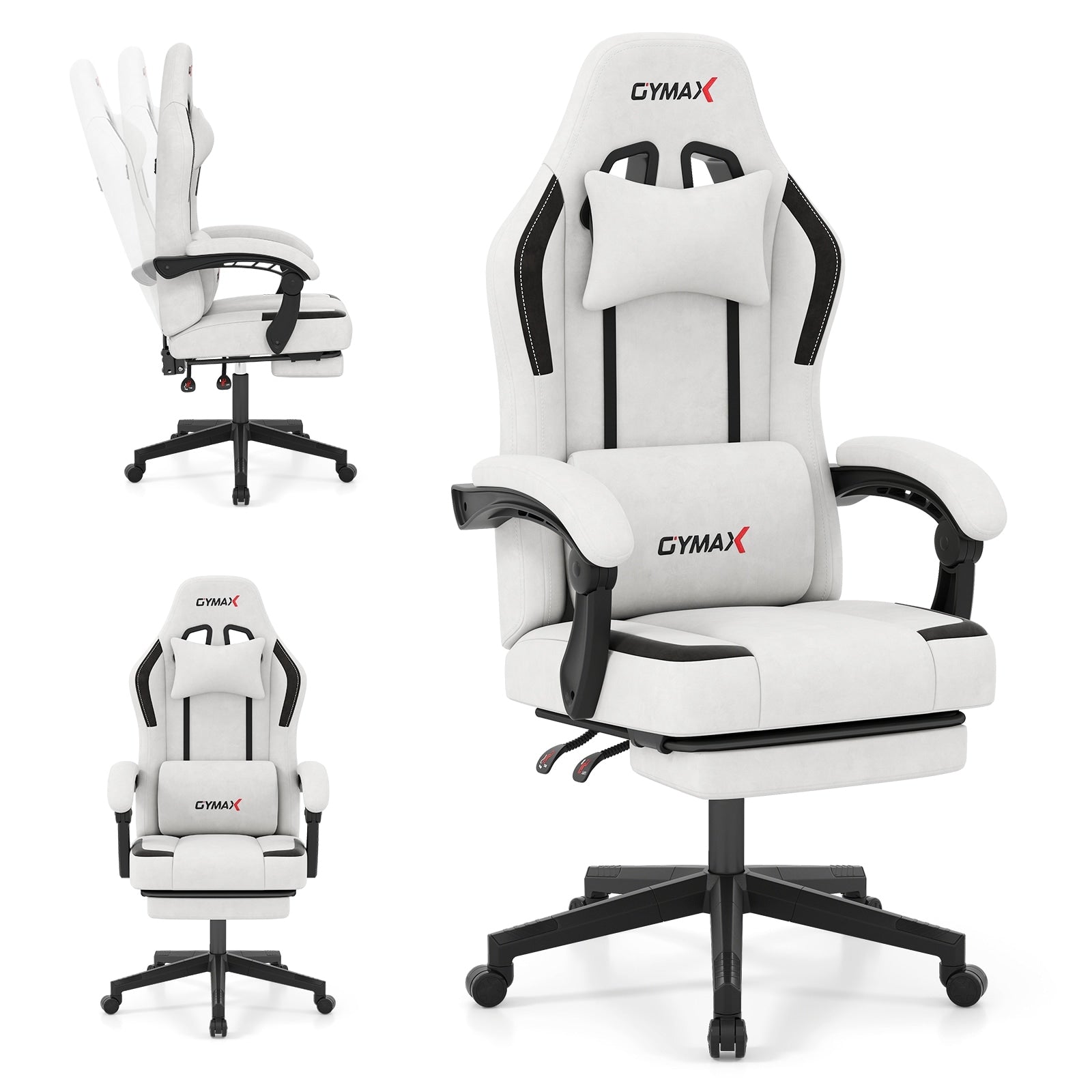 Gymax Gaming Chair W Headrest Reclining Backrest Lumber Support