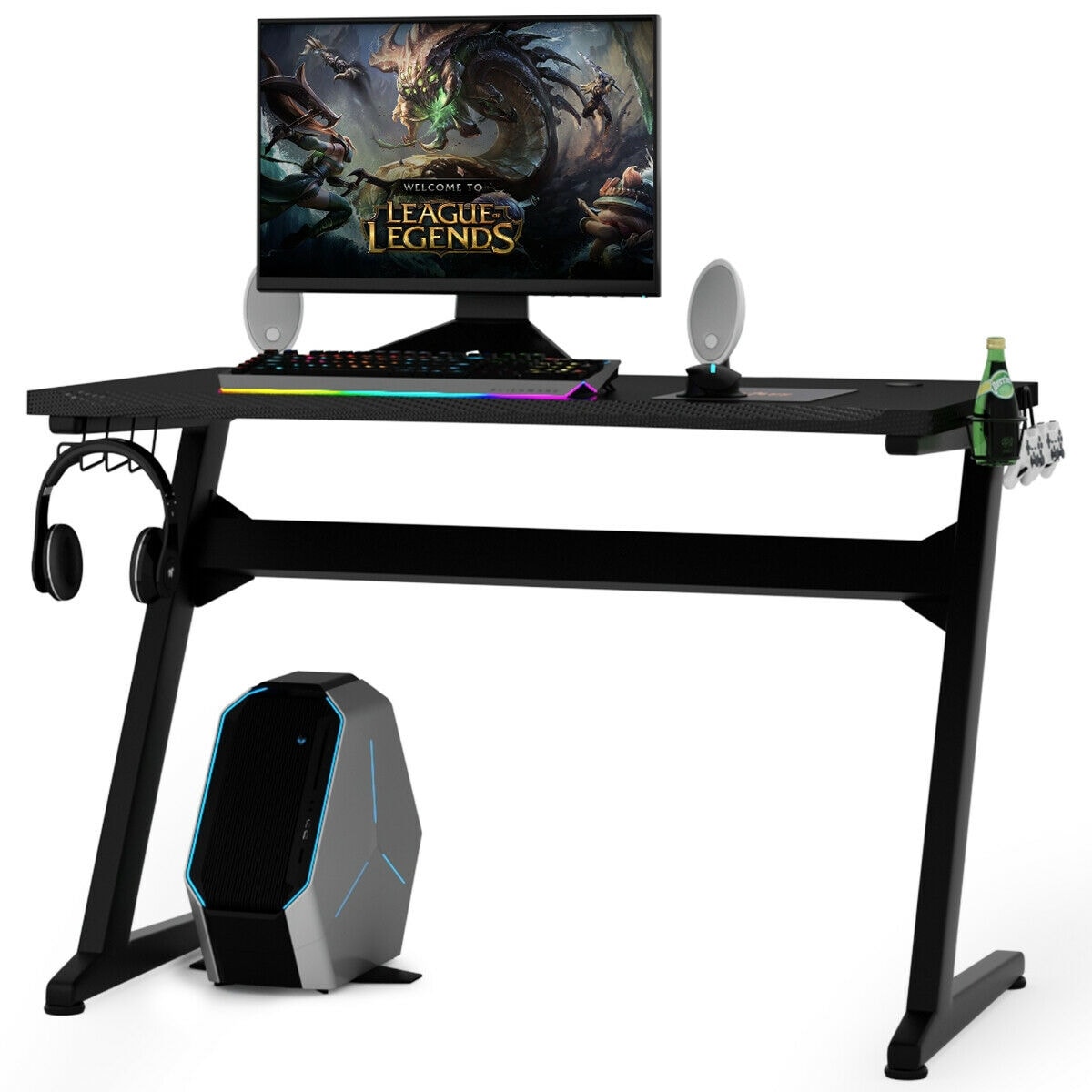 Gymax Gaming Desk Computer Studio Desk Pc Table Z Shape Gamer Workstation W Mousepad As Pic