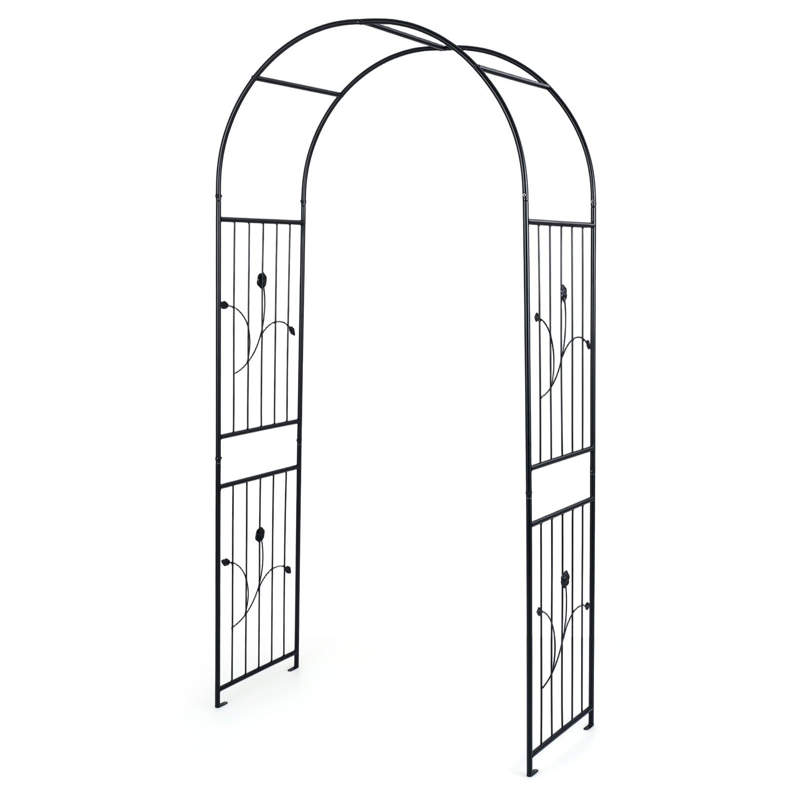 Gymax Garden Arch 87 Tall Heavy Duty Metal Arbor Trellis Archway For