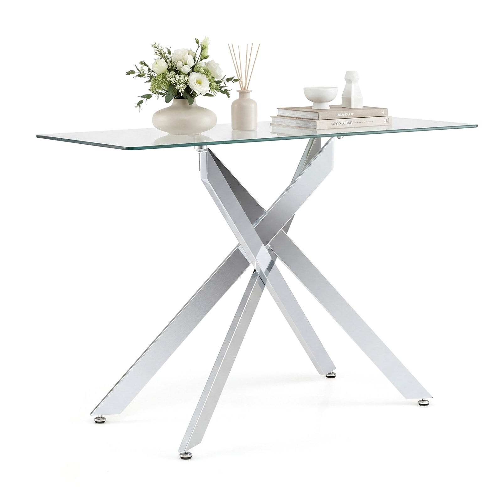 Gymax Glass Console Table W Clear Tempered Glass Top Heavy Duty