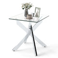 Gymax Glass Side Table Square End Table W Tempered Glass Top Metal X