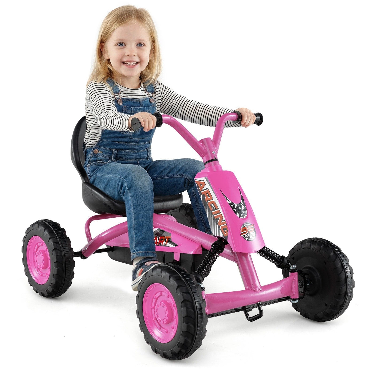 Gymax Go Kart For Kids 4 Wheel Toddler Ride On Pedal Car W Steering