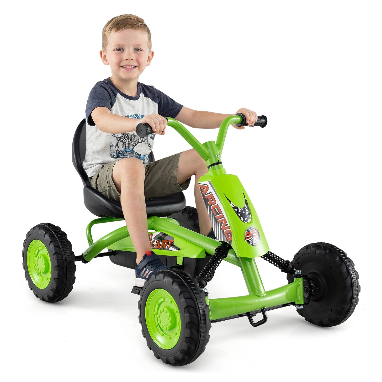 Gymax Go Kart For Kids 4 Wheel Toddler Ride On Pedal Car W Steering